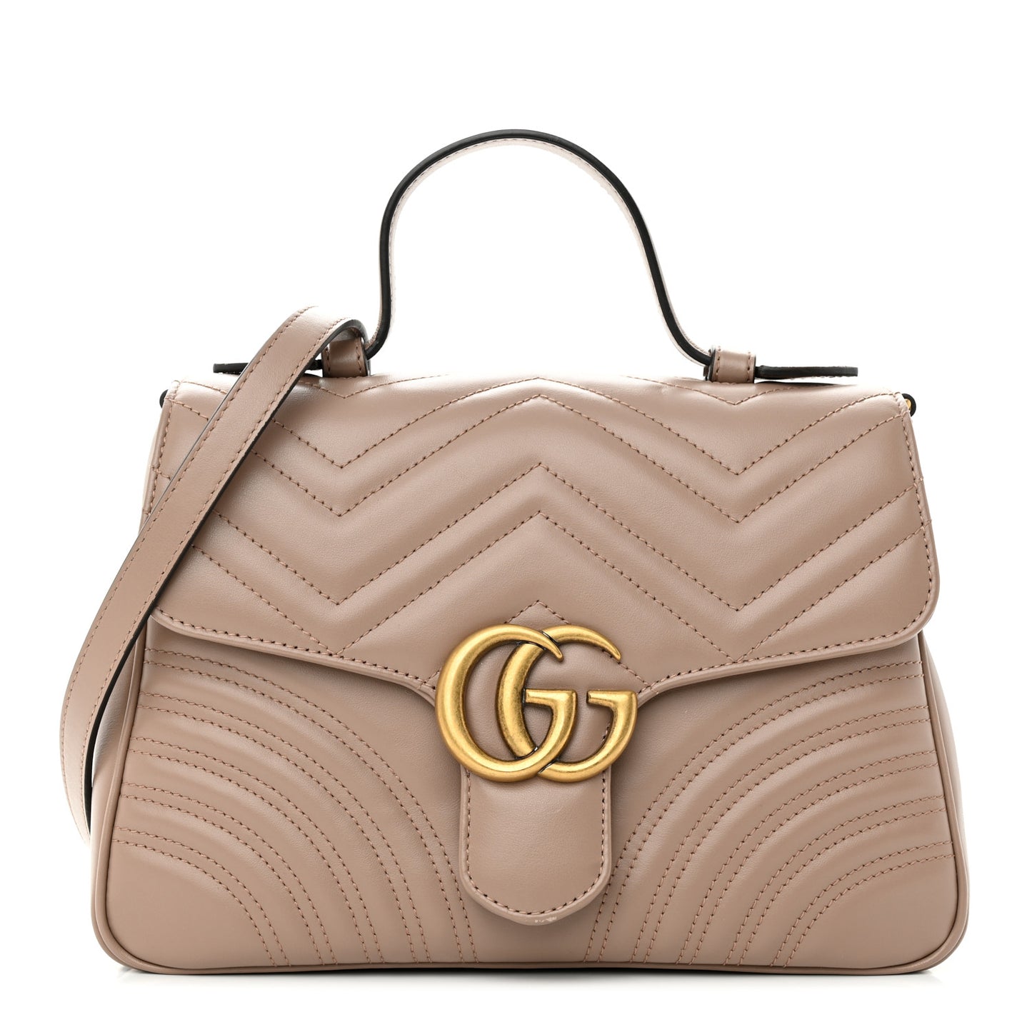 Calfskin Matelasse Small GG Marmont Top Handle Shoulder Bag Porcelain Rose