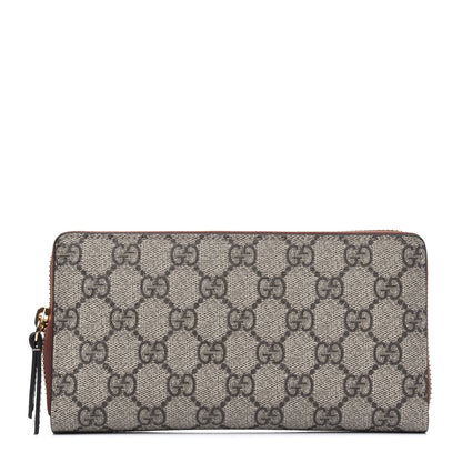 Gucci GG Supreme Monogram Cuoio Toscano Zip Around Wallet Beige Ebony Cuir 1 of 4