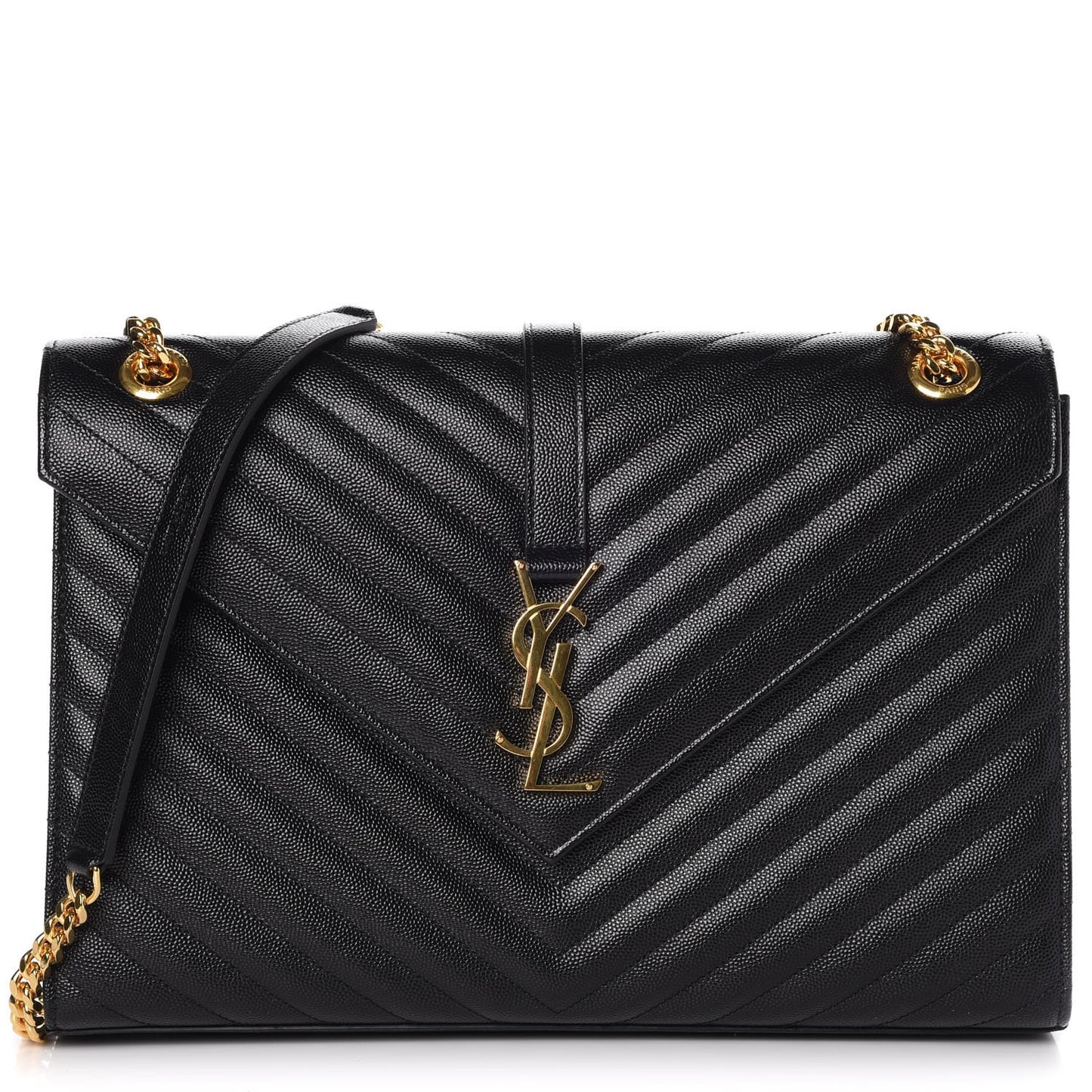 Grain De Poudre Matelasse Chevron Large Monogram Satchel Black