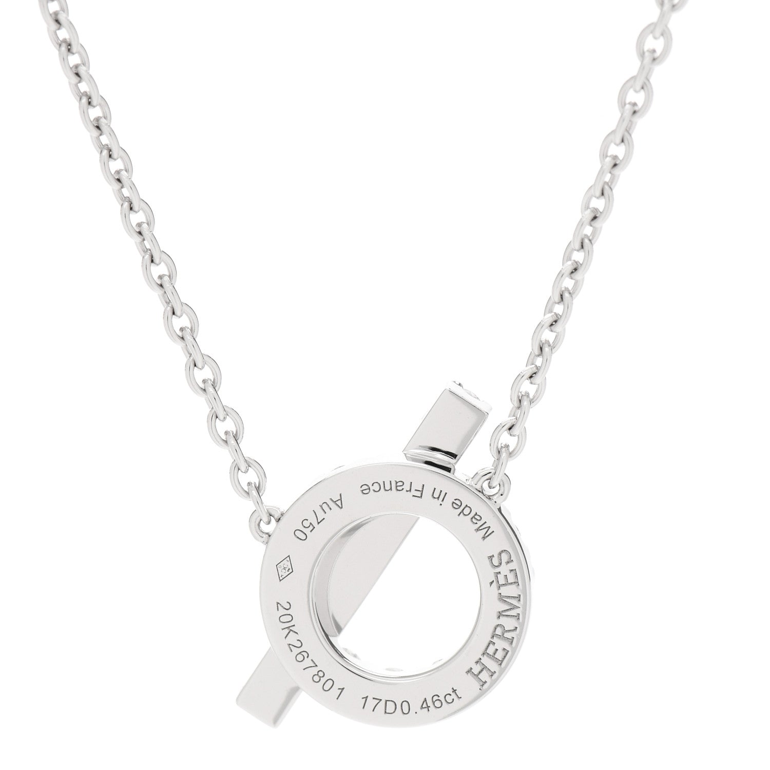 Hermes 18K White Gold Diamond Finesse Pendant Necklace 4 of 5