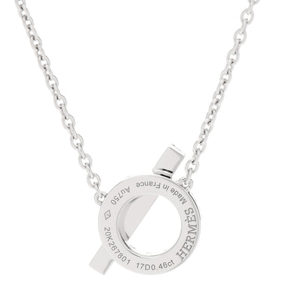 Hermes 18K White Gold Diamond Finesse Pendant Necklace 4 of 5