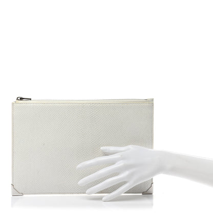 Alexander Wang Calfskin Snakeskin Embossed Prisma Flat Pouch White Silver Hardware 7 of 14