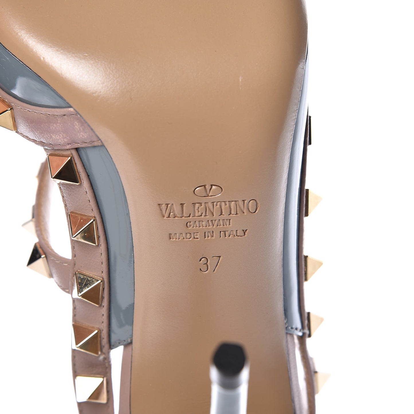 Patent Rockstud Ankle Strap Pumps 37 Stone Poudre