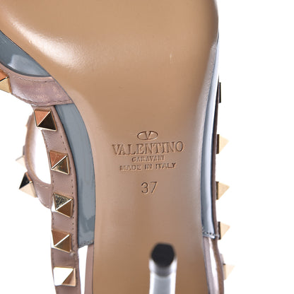 Valentino Garavani Patent Rockstud Ankle Strap Pumps 37 Stone Poudre 6 of 7