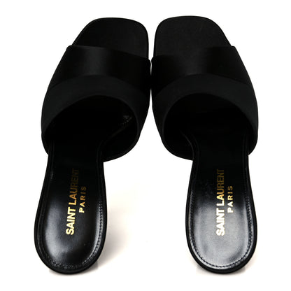 Saint Laurent Crepe Satin Boogie 110 Mule Sandals 37 Black 2 of 10