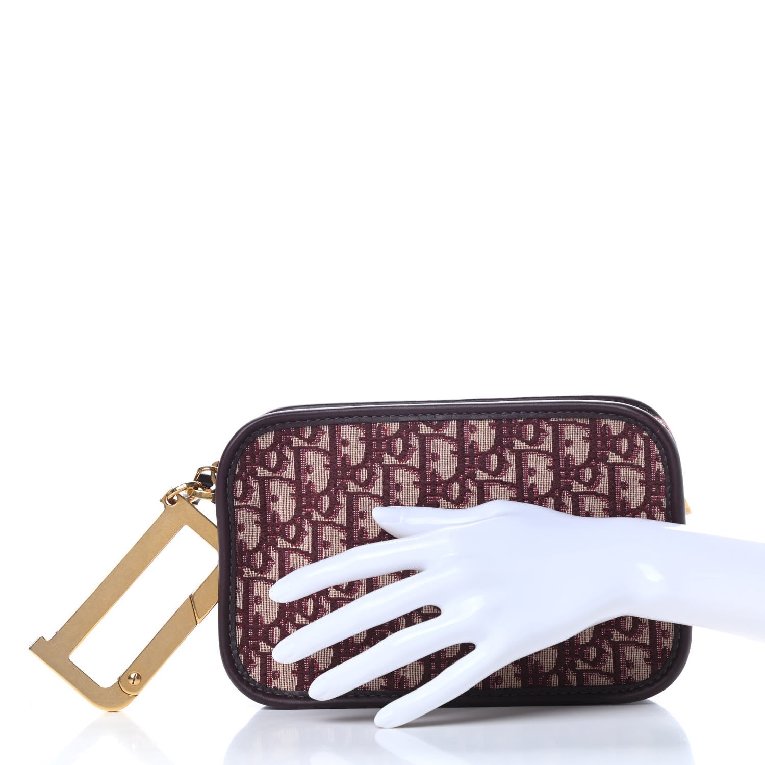 Christian Dior Oblique Diorquake Clutch Burgundy 2 of 9