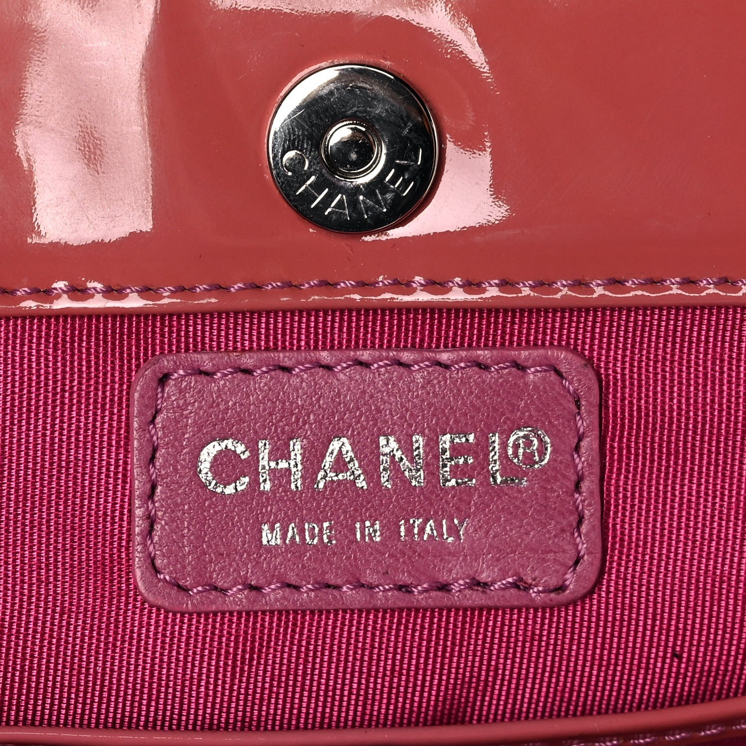 Chanel PVC Patent Calfskin Perforated CC Clutch Pink 6 of 11