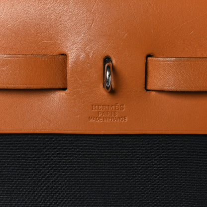Hermes Toile Vache Calfskin Herbag 30 PM Black Natural 15 of 23