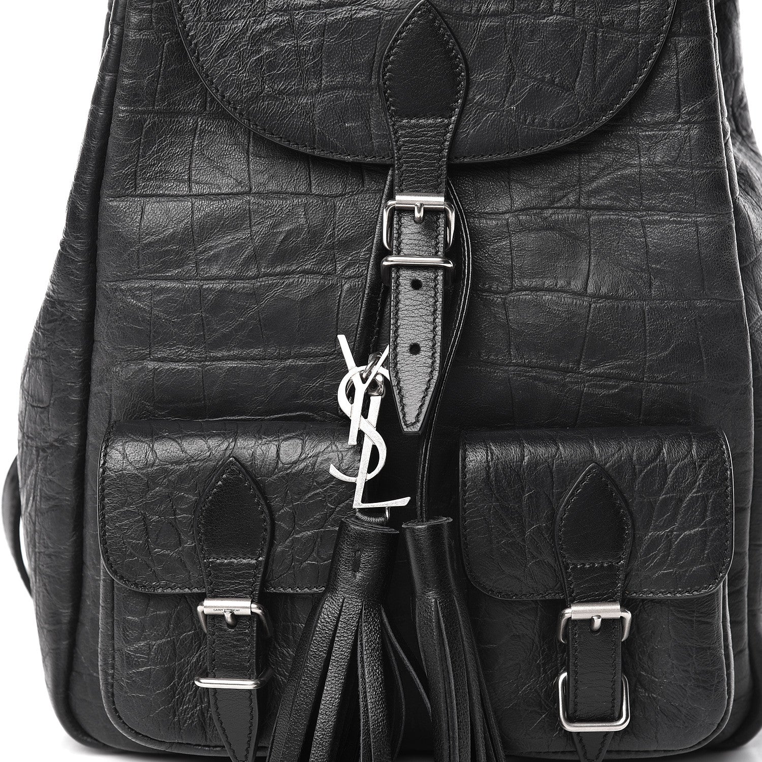 Saint Laurent Crocodile Embossed Lambskin Festival Backpack Black 11 of 11