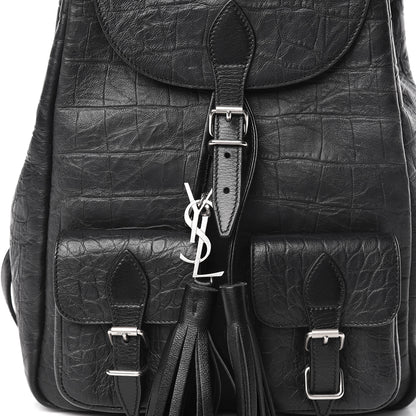 Saint Laurent Crocodile Embossed Lambskin Festival Backpack Black 11 of 11