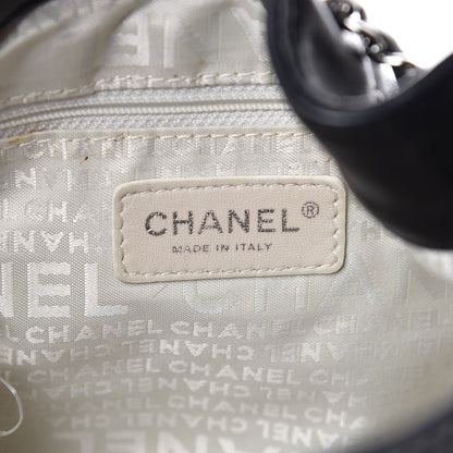 Chanel Lambskin Contrast Stitch Small Drawstring Tote Black 4 of 5