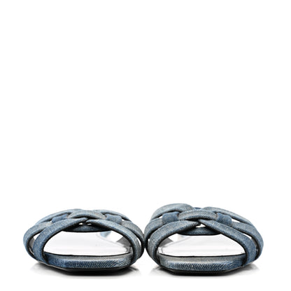 Saint Laurent Denim Tribute 05 Slide Sandals 35.5 Deep Navy Jeans 3 of 11