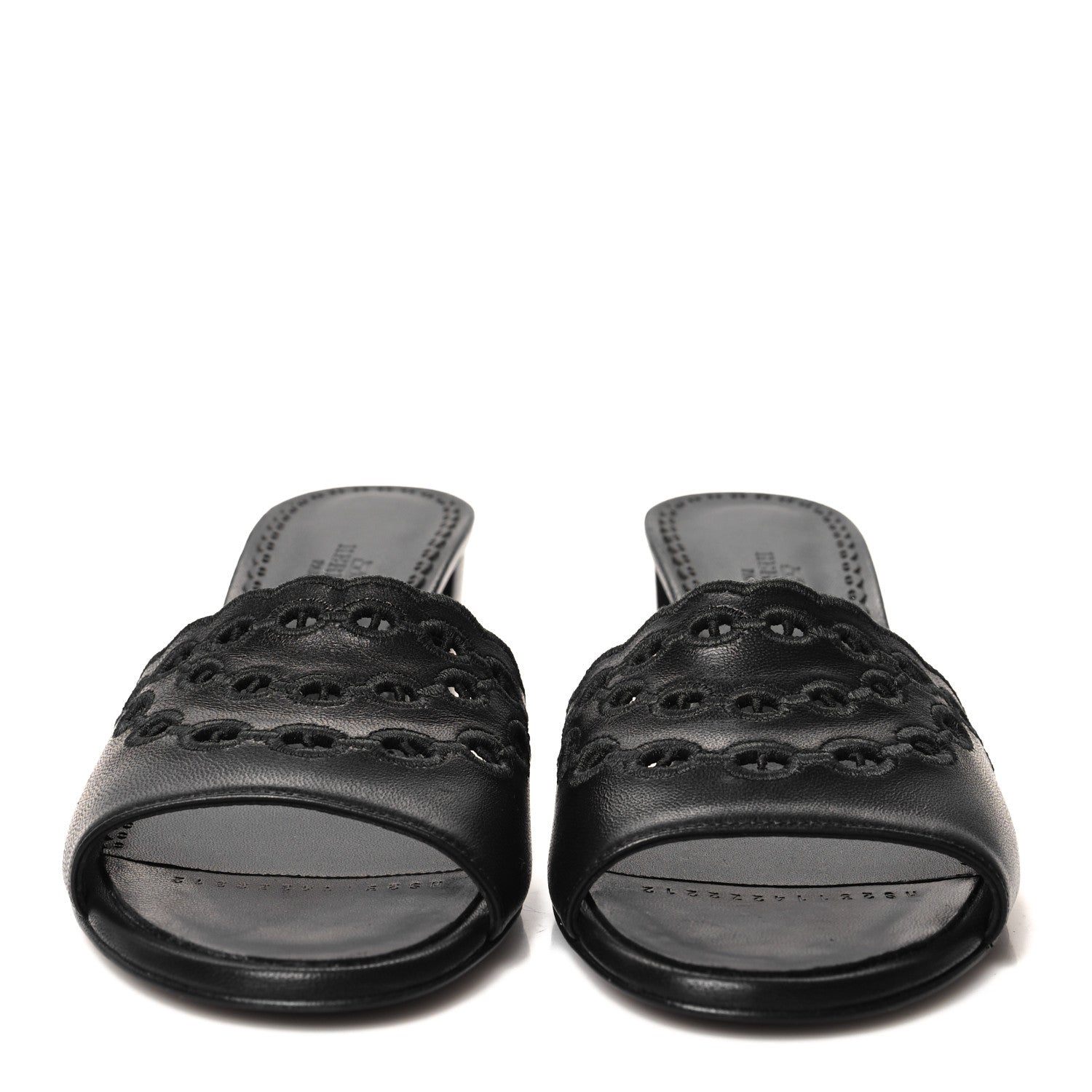 Hermes Lambskin Embroidered Gwladys Sandals 38 Black 2 of 9