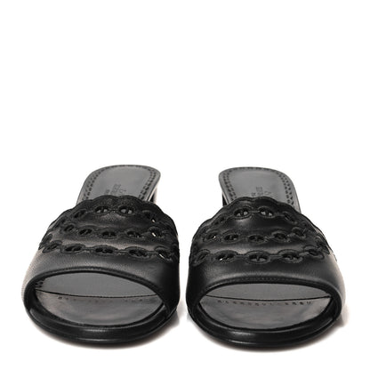 Hermes Lambskin Embroidered Gwladys Sandals 38 Black 2 of 9