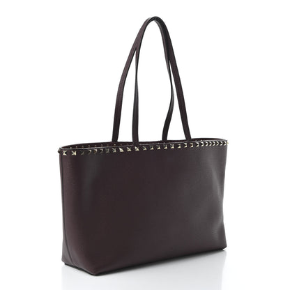 Valentino Garavani Grained Calfskin Small Rockstud Shoulder Tote Rubin 3 of 9
