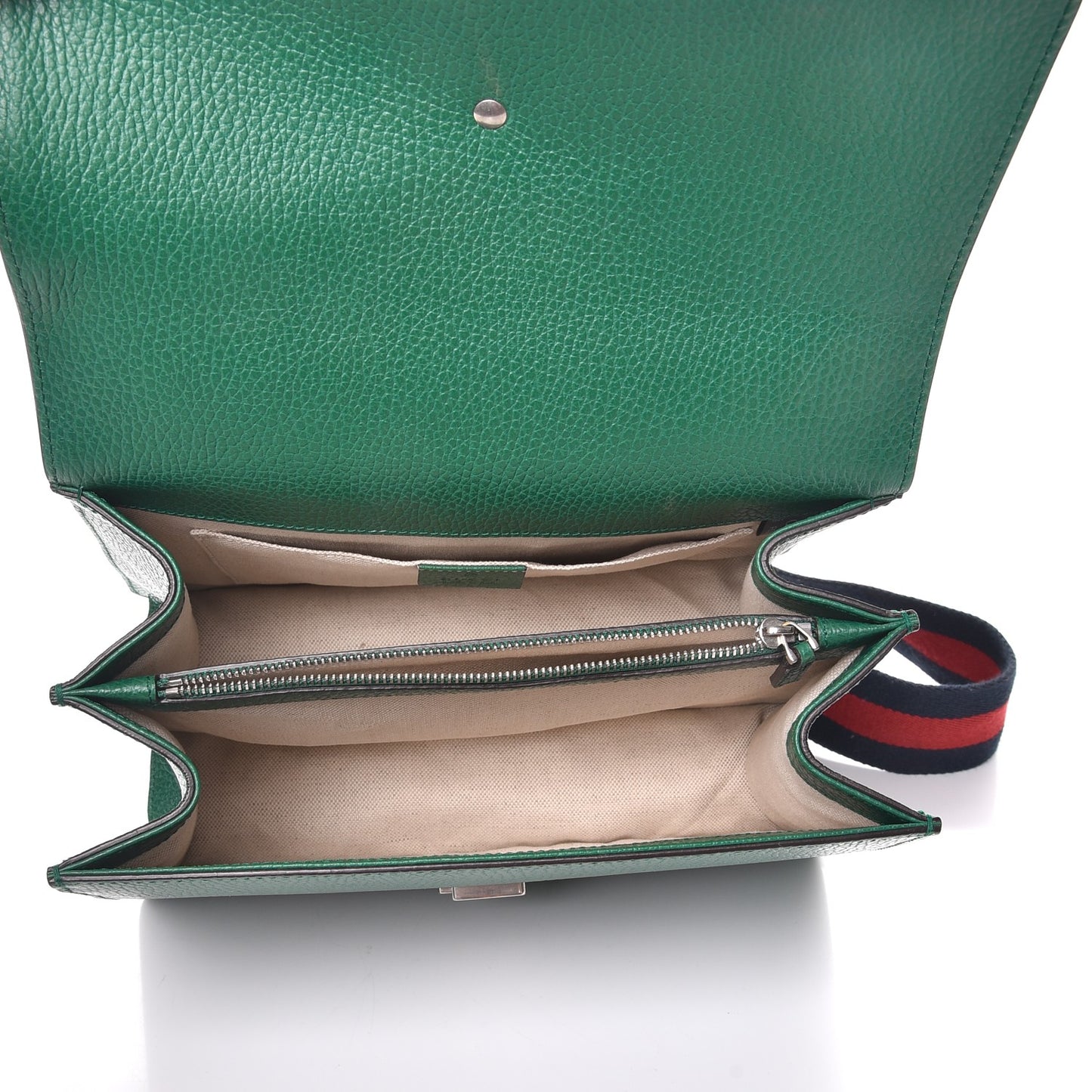 Dollar Calfskin Crystal Web Medium Dionysus Bamboo Top Handle Bag Emerald