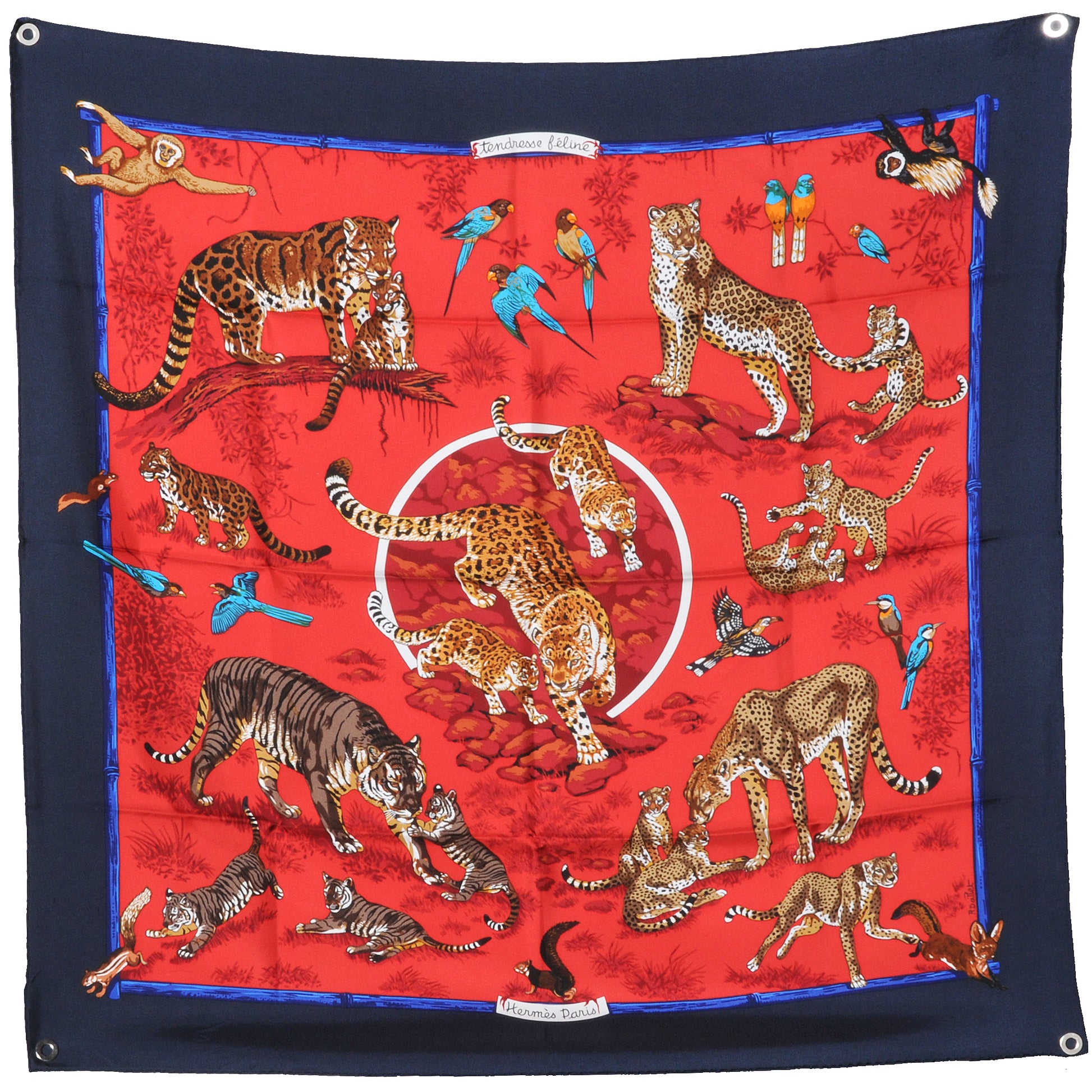 Hermes Silk Tendresse Feline Scarf 90 2 of 10
