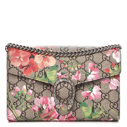 Gucci GG Supreme Monogram Blooms Mini Dionysus Chain Wallet Beige Multicolor Dry Rose 1 of 7