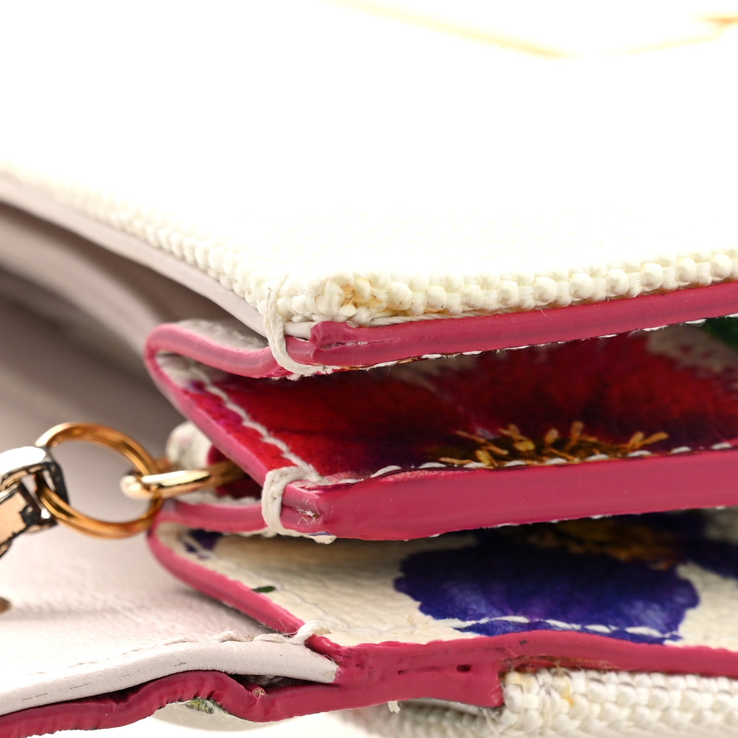 Canvas Calfskin Thalia Crossbody Bag White Multicolor