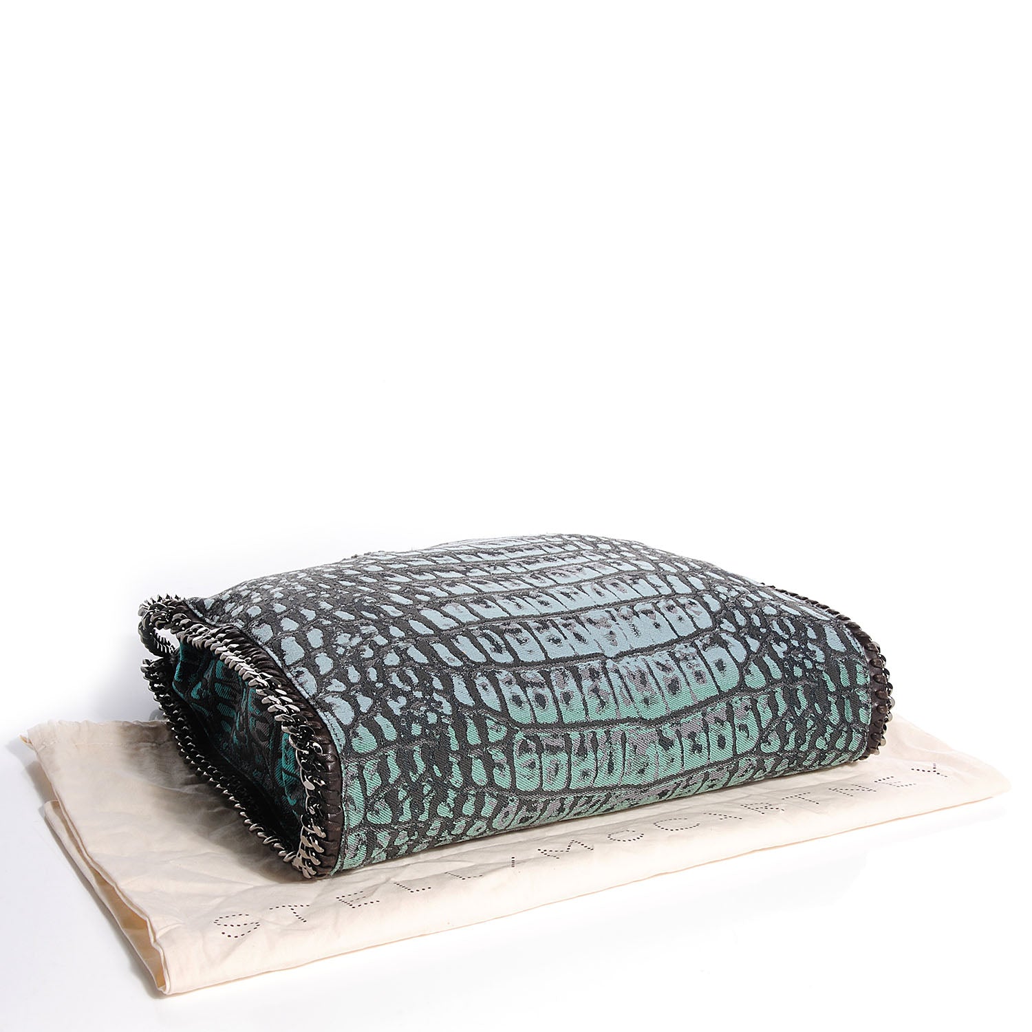 Stella McCartney Jacquard Crocodile Print Small Falabella Teal 4 of 10