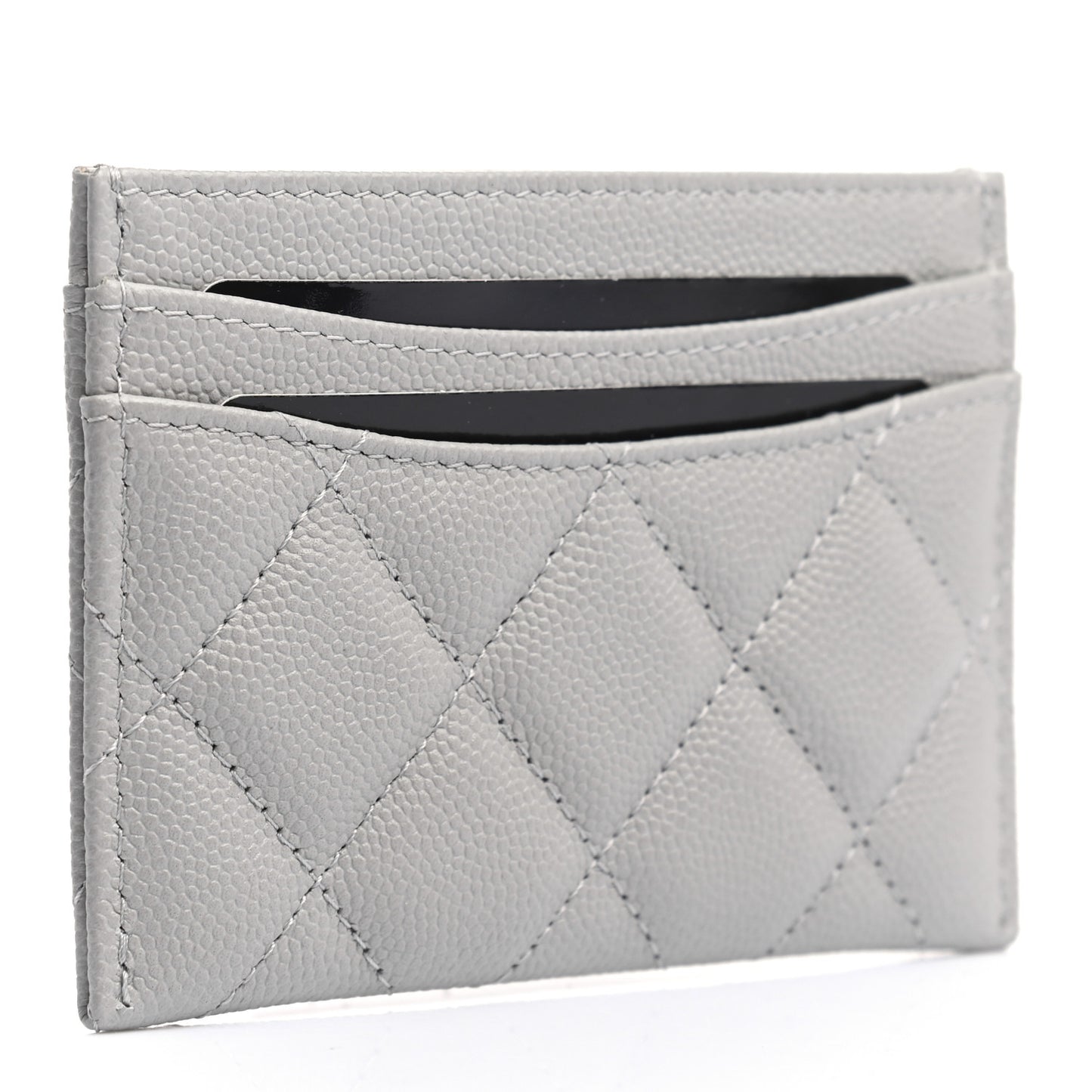 Caviar Quilted Card Holder Grey