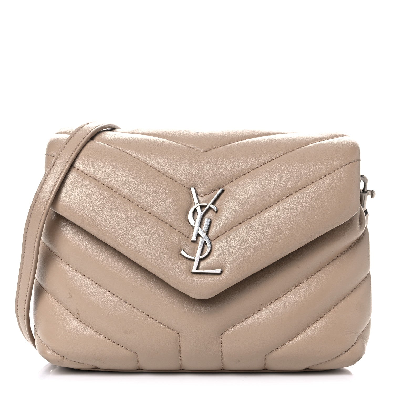 Saint Laurent Calfskin Y Quilted Monogram Toy Loulou Crossbody Bag Dark Beige 1 of 19