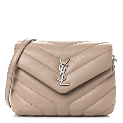 Saint Laurent Calfskin Y Quilted Monogram Toy Loulou Crossbody Bag Dark Beige 1 of 19