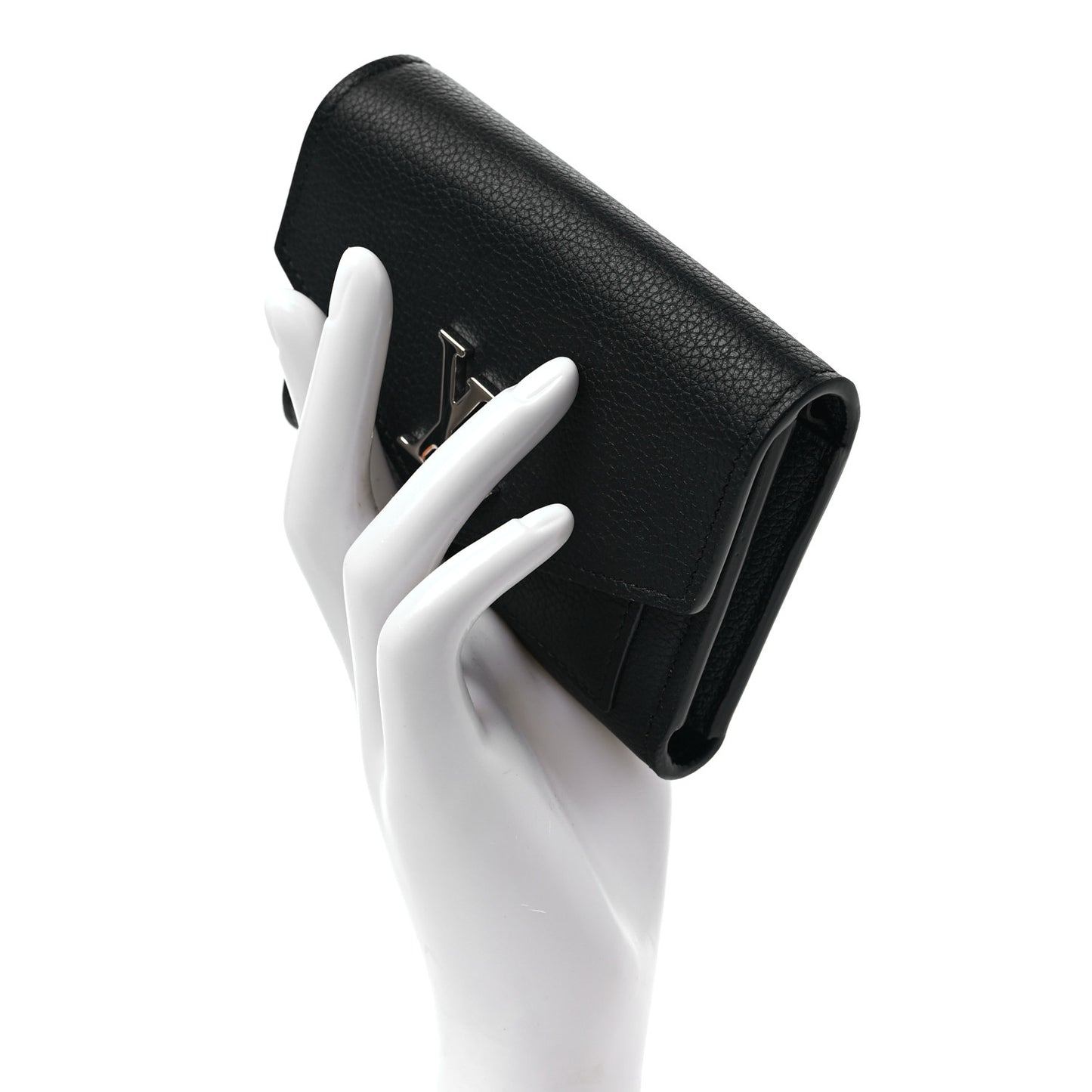 Soft Calfskin My Lockme Compact Wallet Black