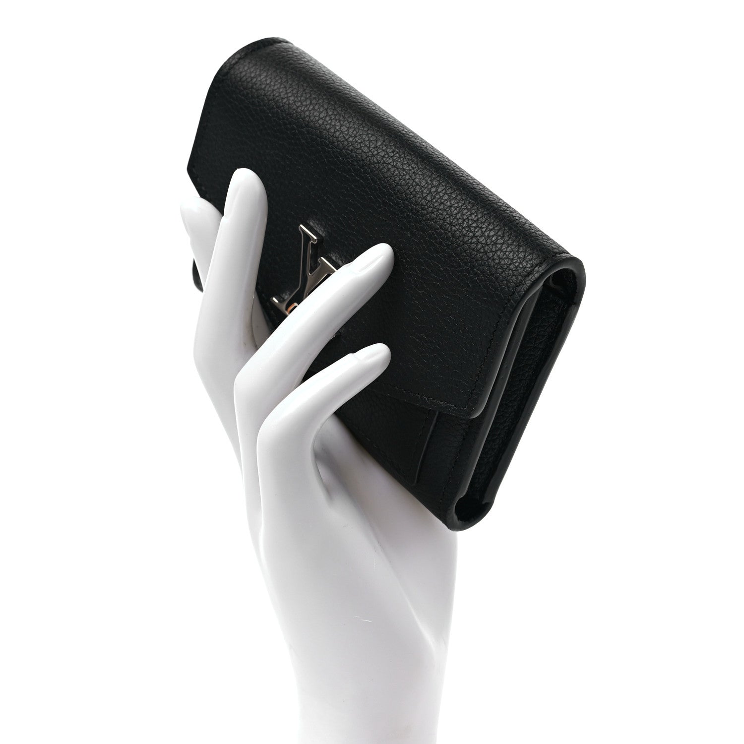 Louis Vuitton Soft Calfskin My Lockme Compact Wallet Black 2 of 7
