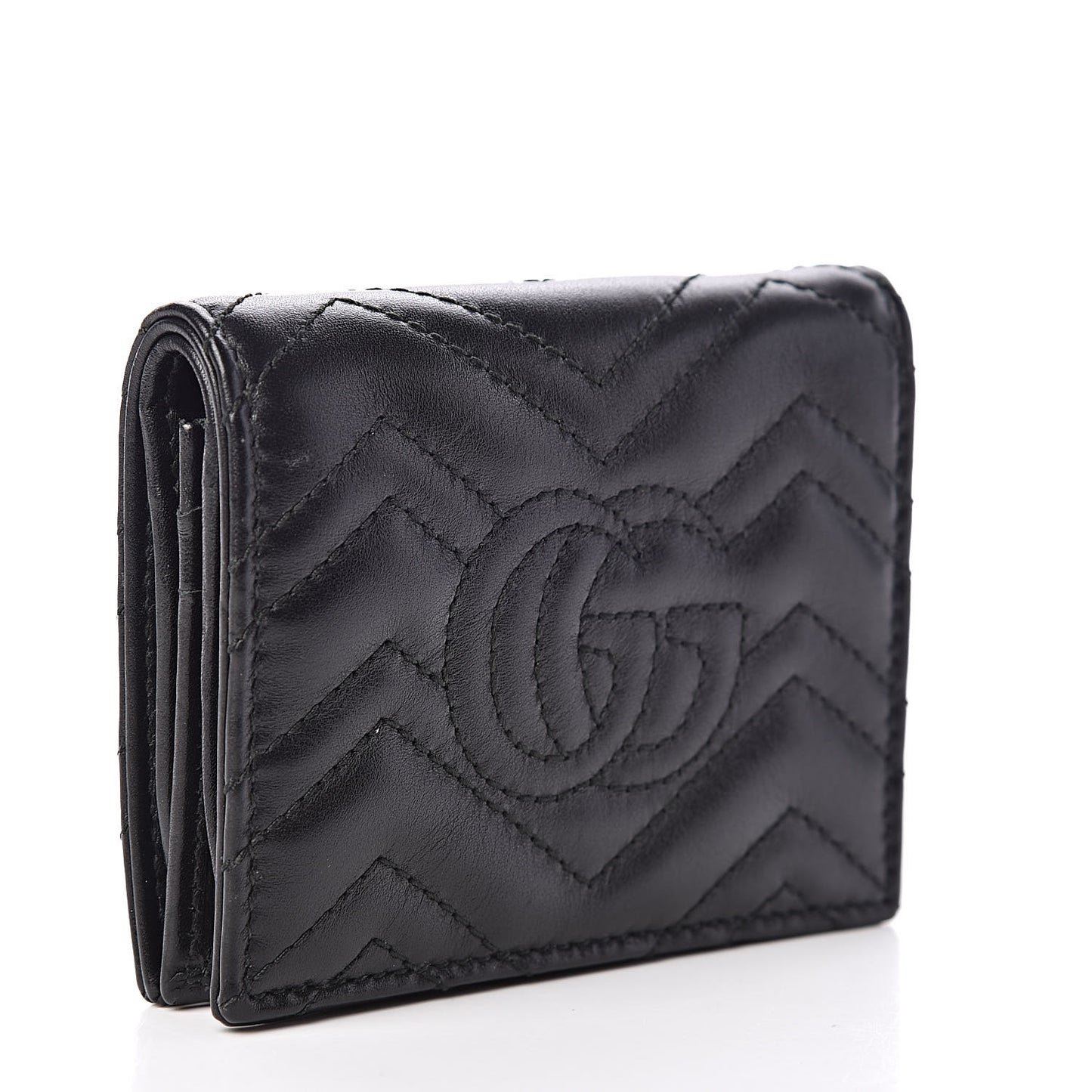 Calfskin Matelasse GG Marmont Card Case Black