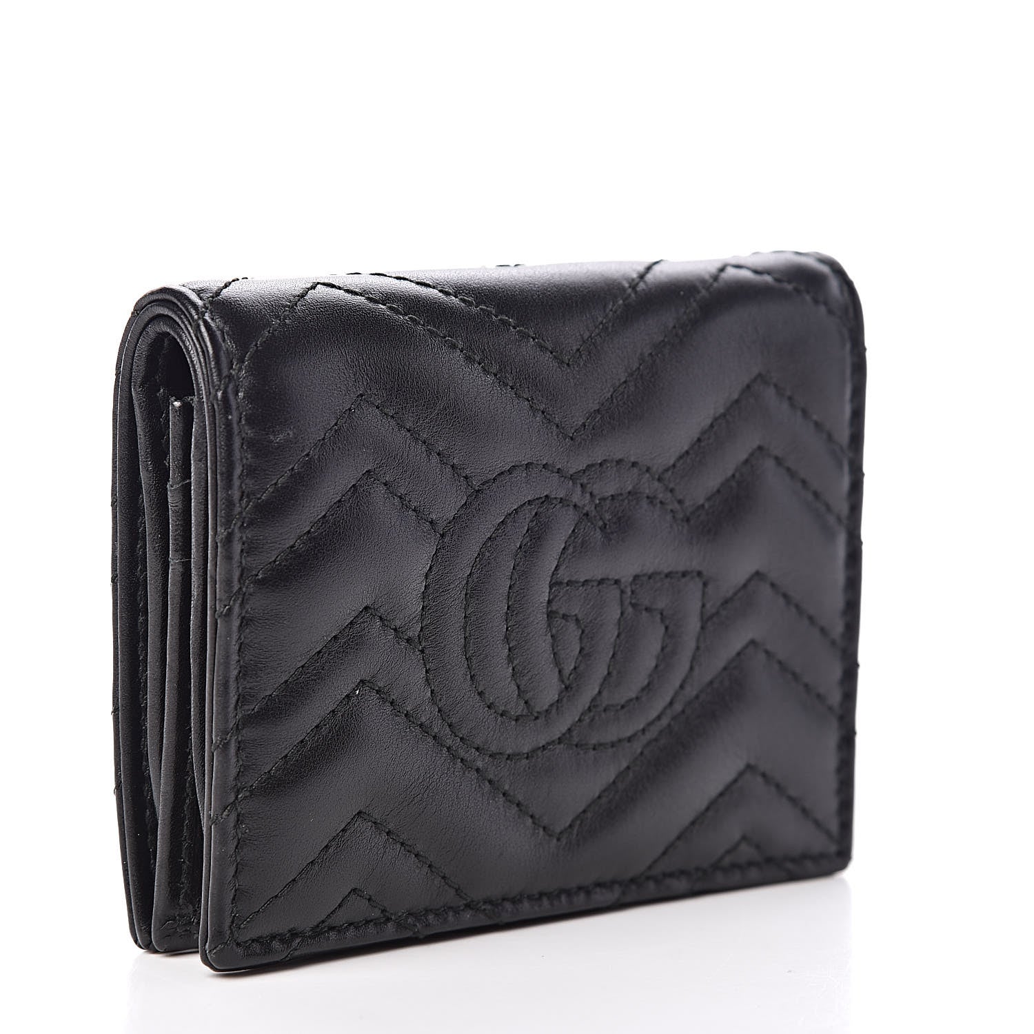 Gucci Calfskin Matelasse GG Marmont Card Case Black 3 of 7