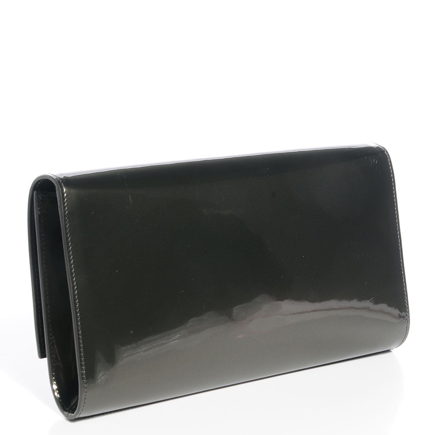 Saint Laurent Patent Large Belle De Jour Clutch Green 3 of 7
