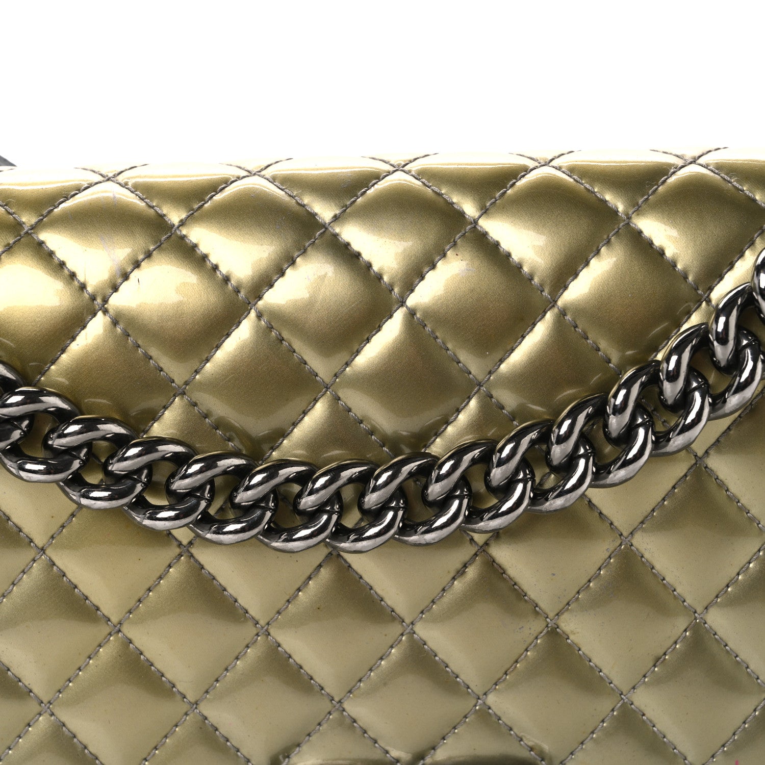 Chanel Metallic Patent Calfskin Quilted Medium Boy Flap Silver 8 of 15