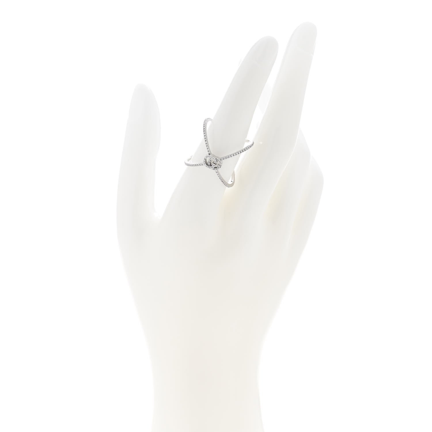 Gucci 18K White Gold Diamond Running G Cross Ring 56 7.5 2 of 6