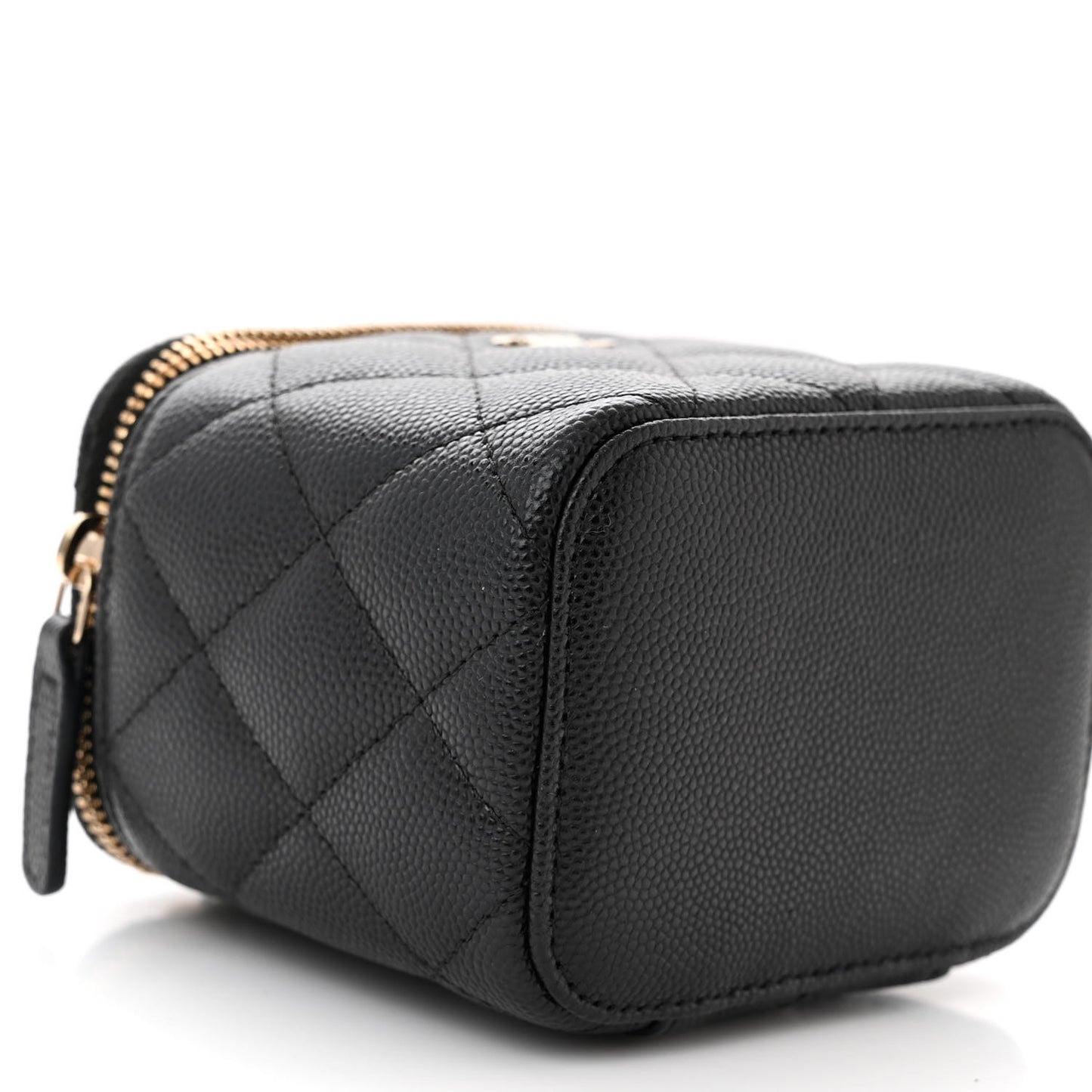 Caviar Quilted Mini Vanity Case With Chain Black