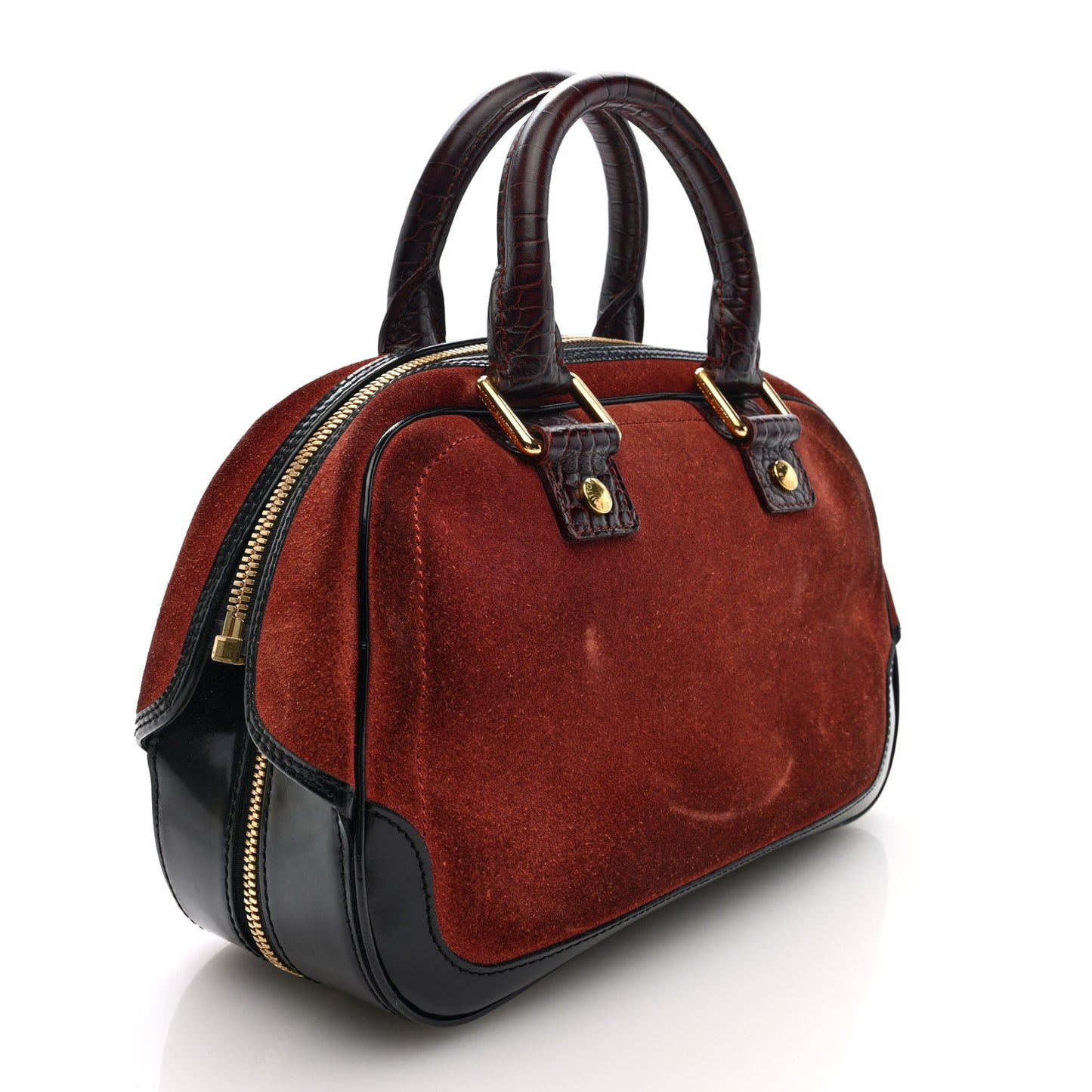 Suede Stamped Alligator Embossed Havane Bowler PM Brun