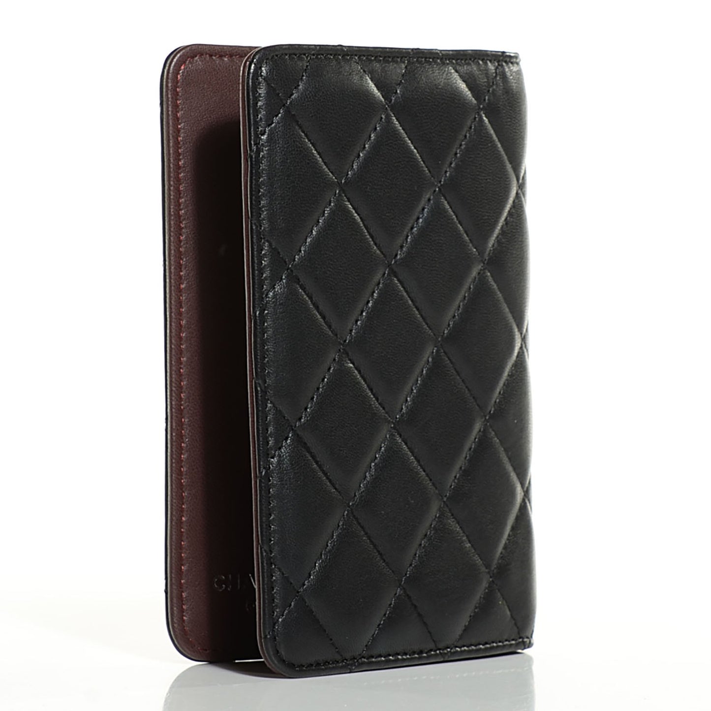 Lambskin Quilted Passport Holder Black