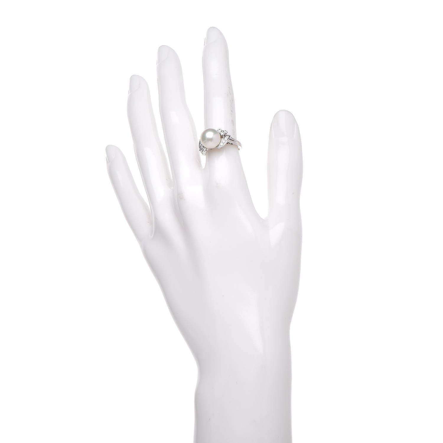Mikimoto Platinum Diamond Akoya Pearl 9mm Ring 49 5 2 of 5
