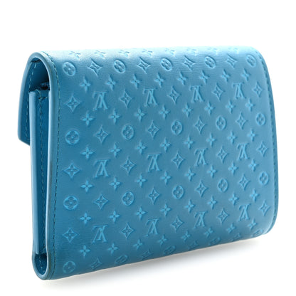 Louis Vuitton Calfskin Nanogram Embossed Victorine Wallet Bleu 3 of 6