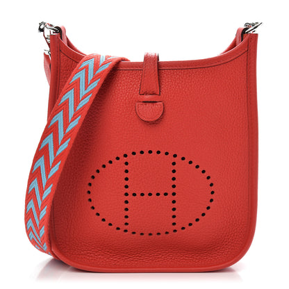 Hermes Taurillon Clemence Evelyne TPM Rouge De Coeur Bleu Du Nord 1 of 10