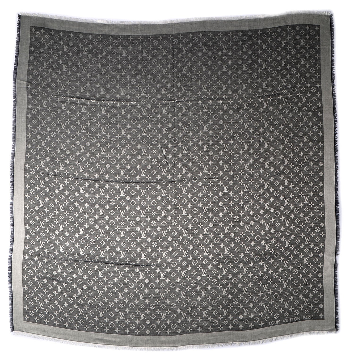 Louis Vuitton Silk Wool Monogram Denim Shawl Black 3 of 5