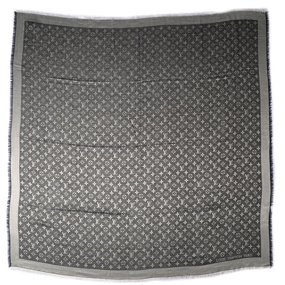 Louis Vuitton Silk Wool Monogram Denim Shawl Black 3 of 5