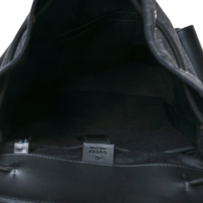 Gucci Soft GG Supreme Monogram Appia Calfskin Web Double Buckle Backpack Black 5 of 11