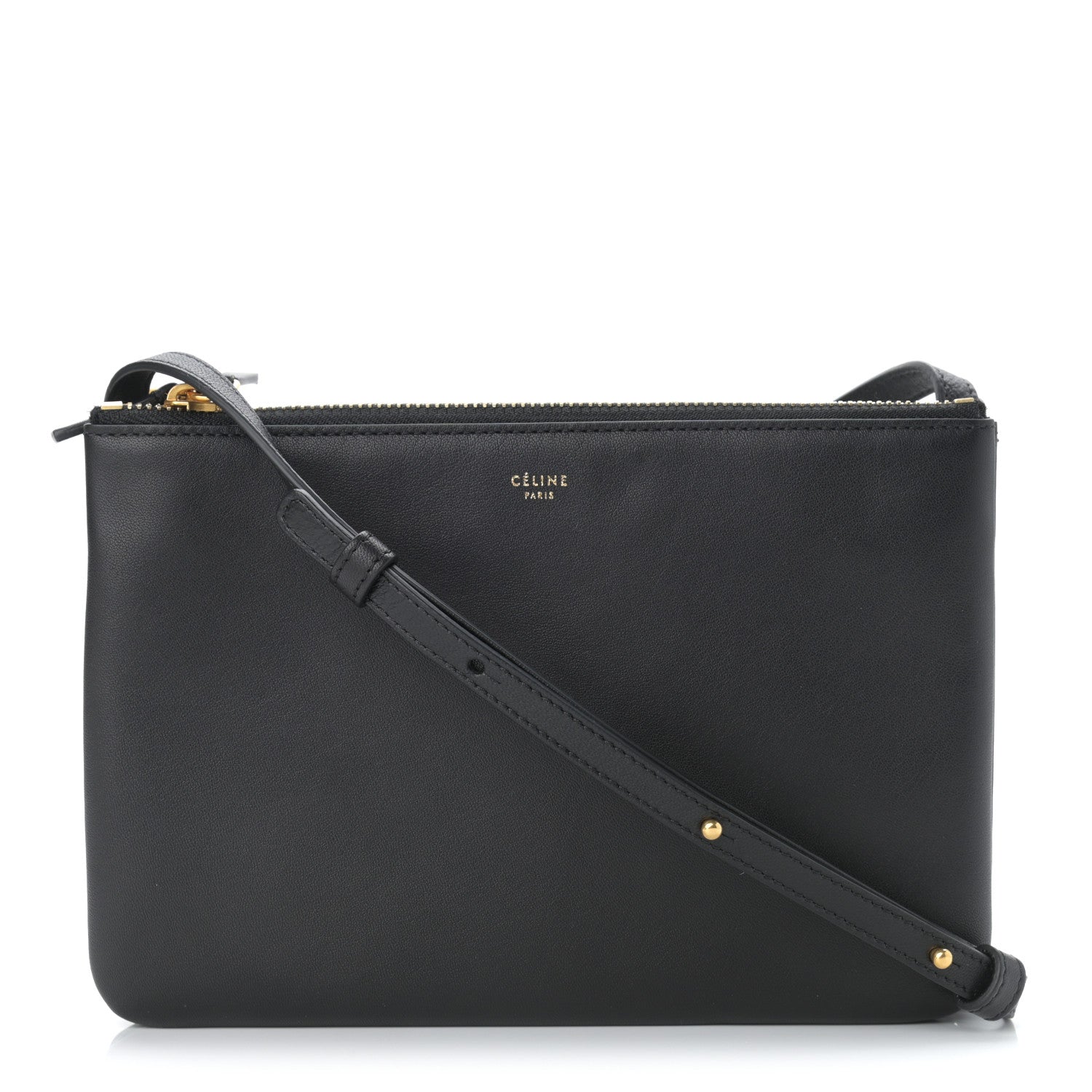 Celine Lambskin Small Trio Crossbody Bag Black 1 of 12
