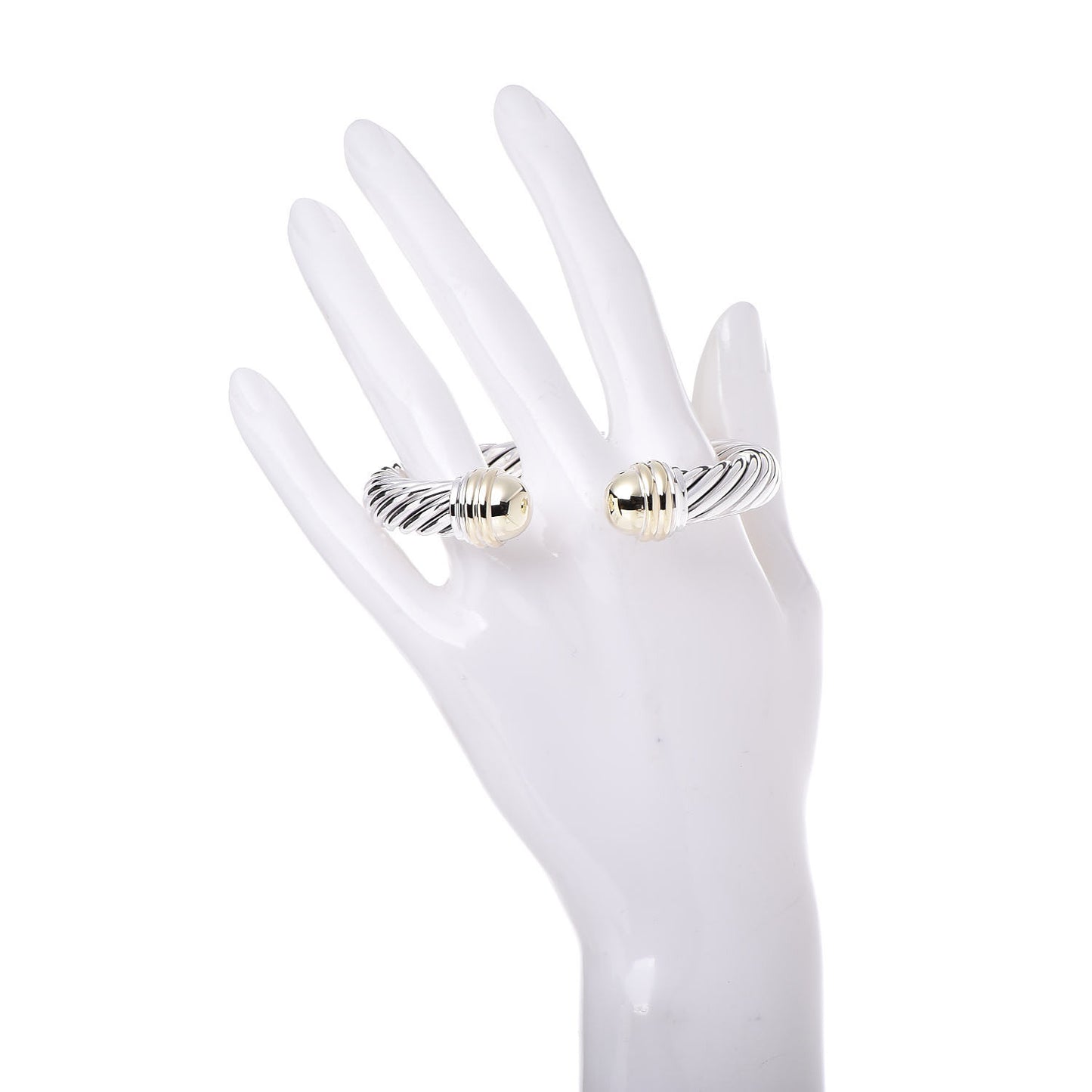 Sterling Silver 14K Yellow Gold 10mm Cable Classics Bracelet