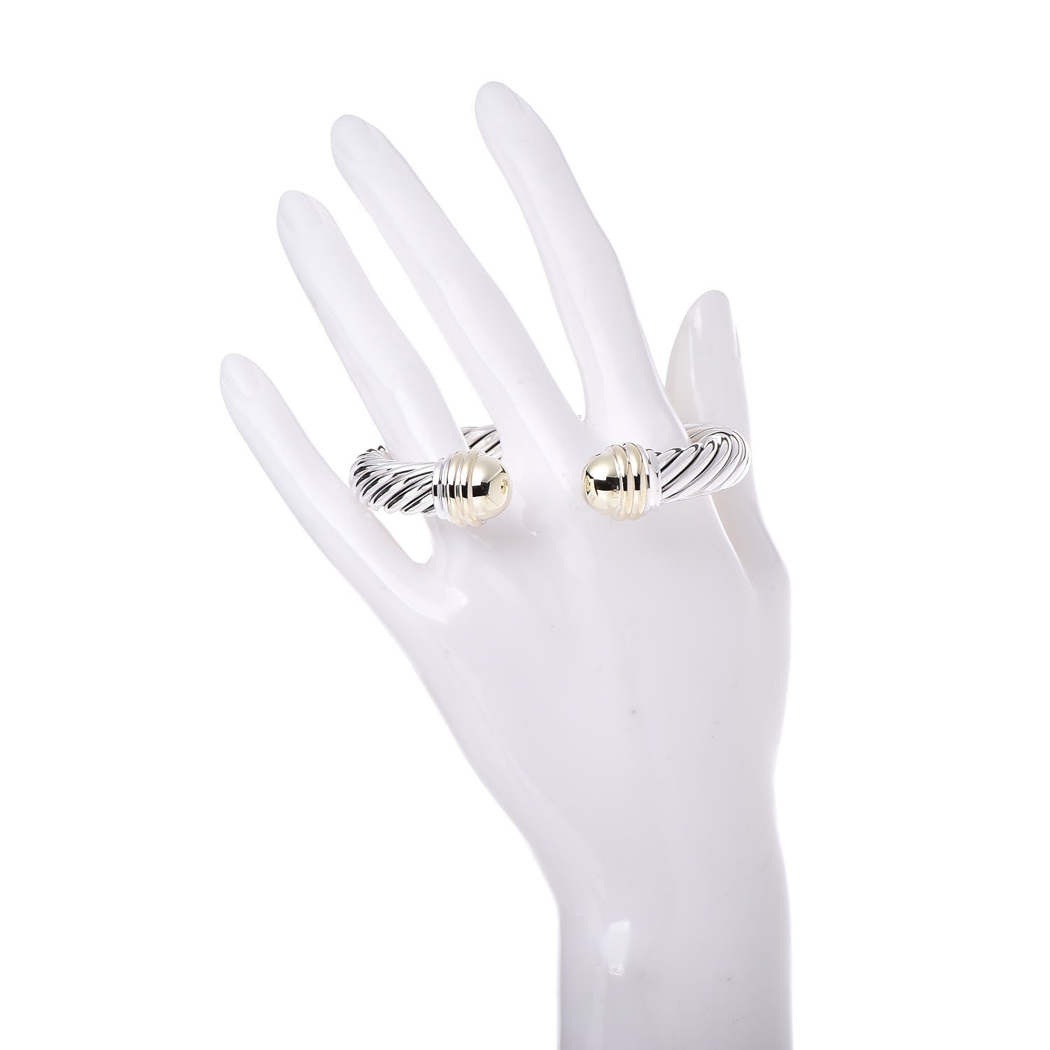 David Yurman Sterling Silver 14K Yellow Gold 10mm Cable Classics Bracelet 2 of 5