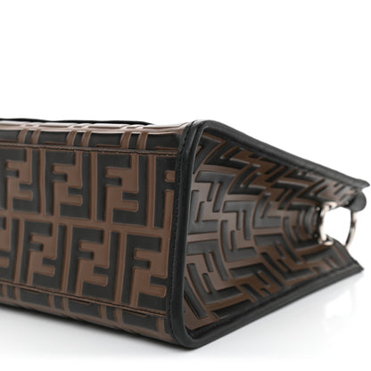 Fendi Vitello Century Wicker Bi-Color FF 1974 Embossed Small Runaway Shopper Tote Maya Black 8 of 9
