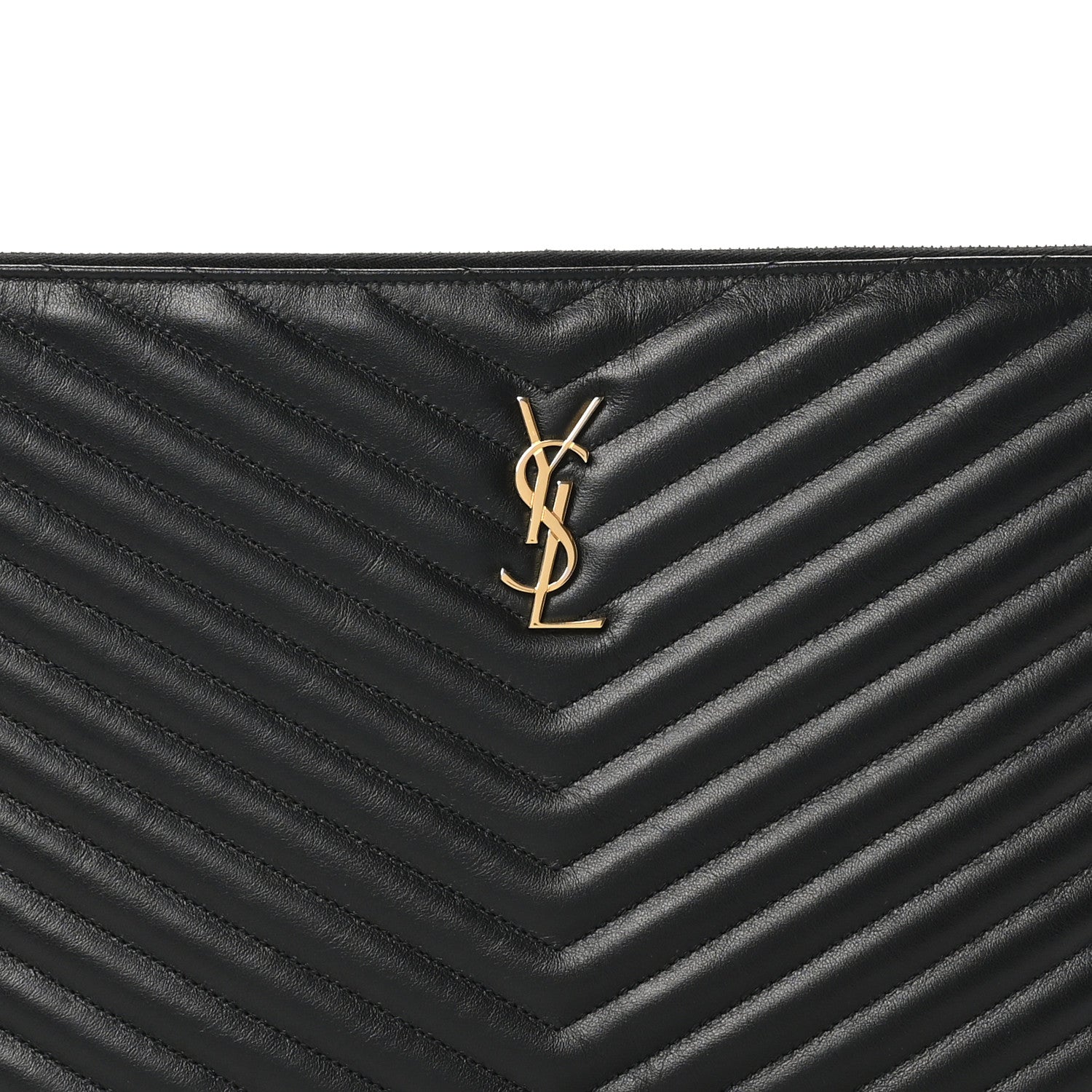 Saint Laurent Calfskin Matelasse Chevron Monogram Document Holder Black 8 of 8