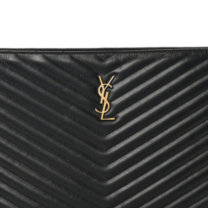 Saint Laurent Calfskin Matelasse Chevron Monogram Document Holder Black 8 of 8