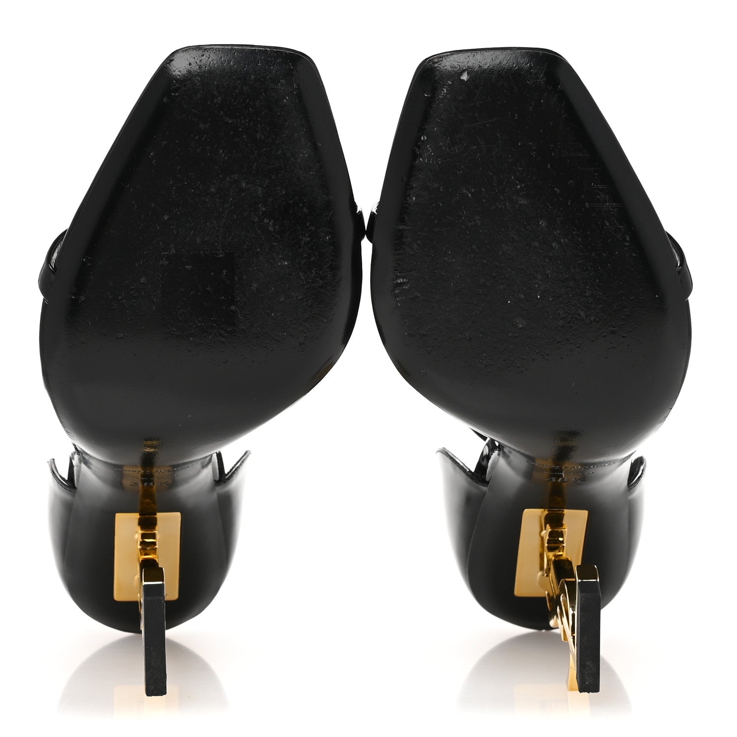 Saint Laurent Patent Calfskin Opyum 110 Sandals 38.5 Black Gold 6 of 12